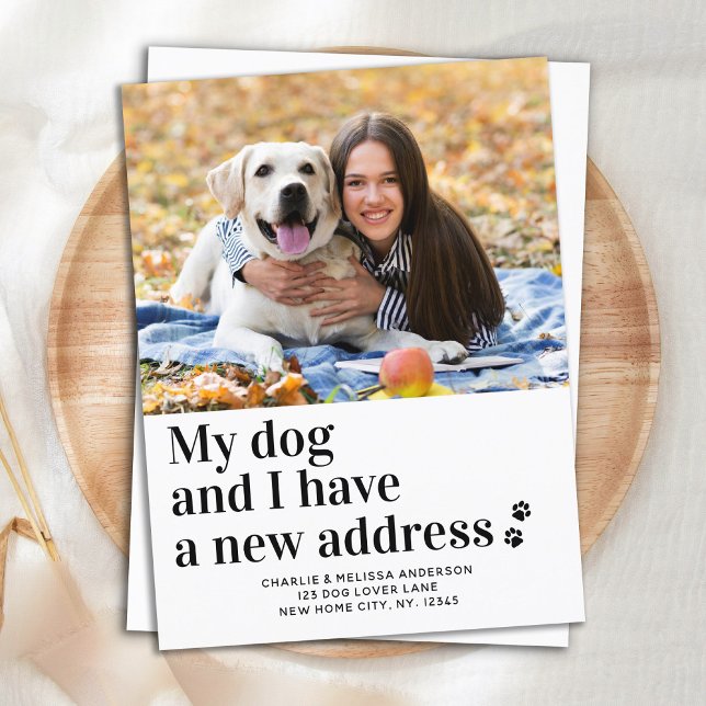 We Have Moved New Address Pet Photo Dog Moving Announcement Postcard (Creator Uploaded)