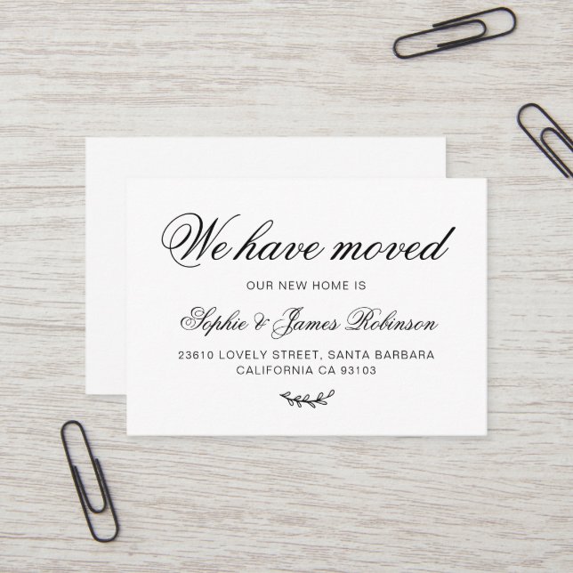 We have Moved New Home Minimal Moving Insert Card (Front/Back In Situ)