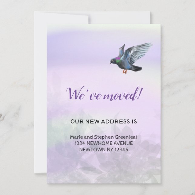 We have moved, Pigeon Announcement (Front)
