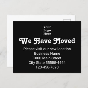We Have Moved Please Visit Our New Location Logo Postcard