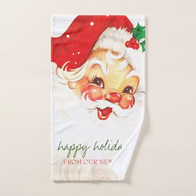 We Have Moved,Retro Santa Claus Bath Towel Set (Hand Towel)