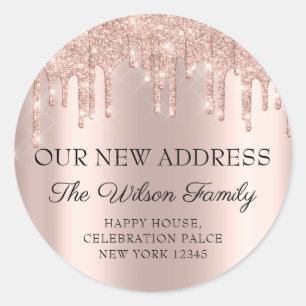 We Have Moved RSVP Change Of Address Drips Classic Round Sticker