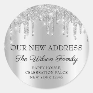 We Have Moved RSVP Change Of Address Silver Grey  Classic Round Sticker