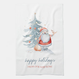 We Have Moved, Santa Claus,Pine Tree Tea Towel
