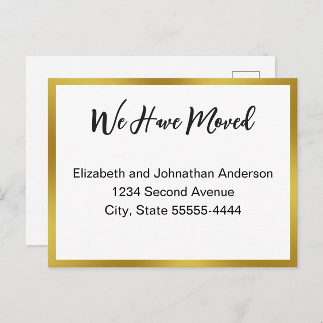 We Have Moved Script White Moving Announcement Postcard (Front/Back)