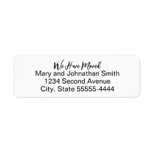We Have Moved Script White Moving Announcement Return Address Label