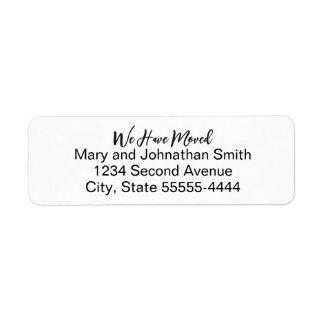 We Have Moved Script White Moving Announcement Return Address Label