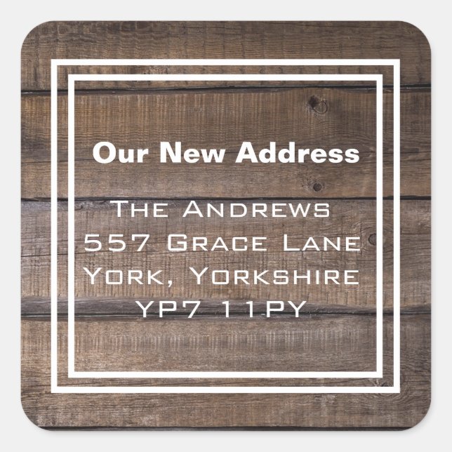 We Have Moved Simple Rustic New Address Square Sticker (Front)