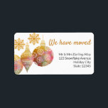 We have Moved Snowflake Christmas Return Address Label<br><div class="desc">Festive New Address Labels with snowflakes and christmas ornaments. The wording "we have moved" is lettered in neat script typography or you can edit this to "I have moved" or "My New Address" for example. The template is also set up ready for you to add your name and address in...</div>