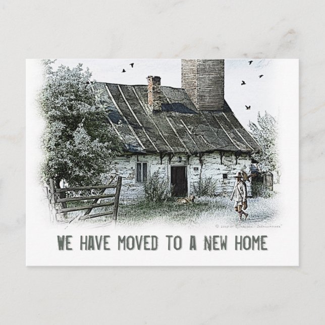 We have moved to a new home | Countryside Announcement Postcard (Front)