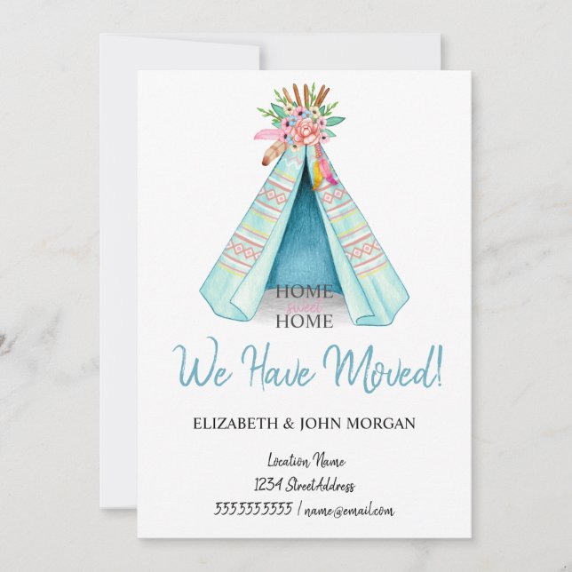 We Have Moved,Tribal Tent Boho  Moving (Front)