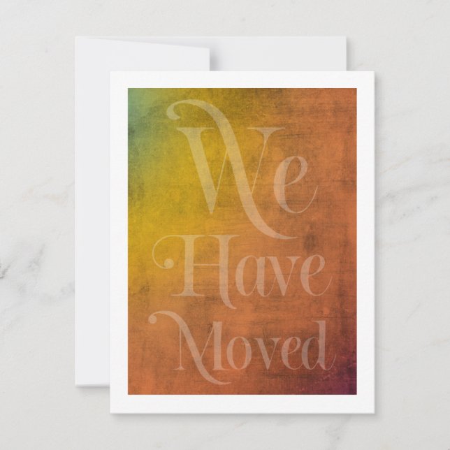 We Have Moved Typography, Colourful Textured Card (Front)