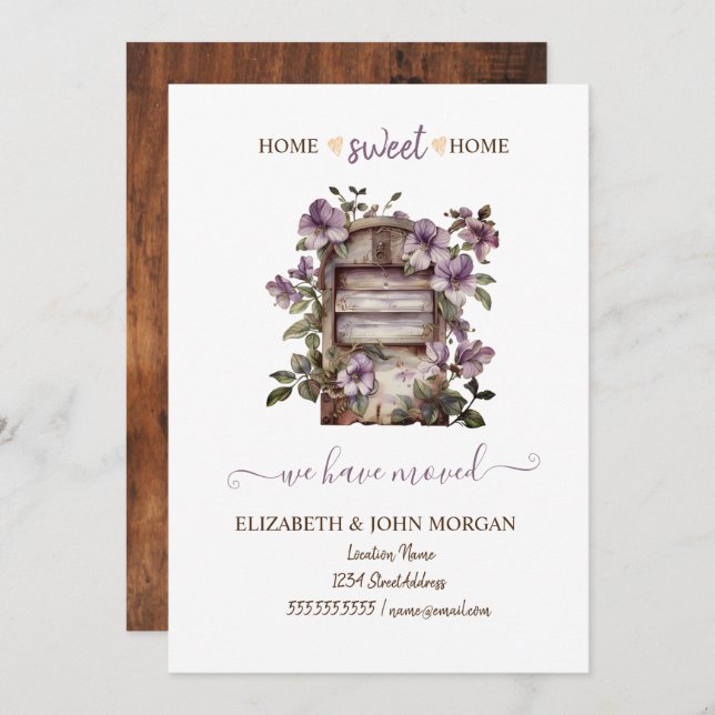 We Have Moved,Vintage Mailbox Flowers,Wood (Front/Back)