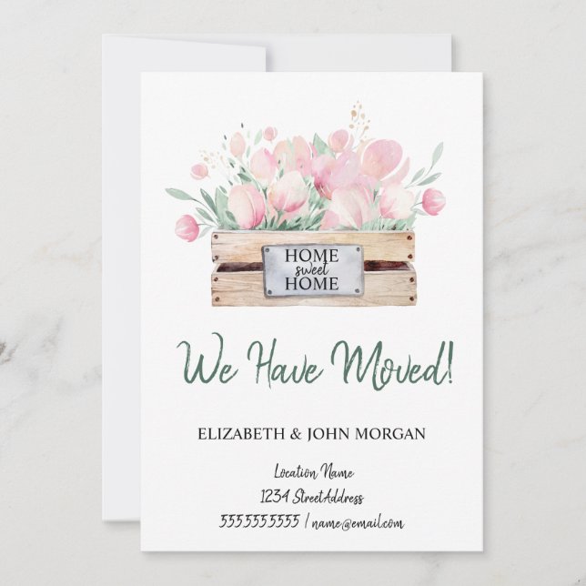 We Have Moved,Watercolor Flowers Box Moving (Front)