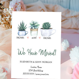 We Have Moved,Watercolor Flowers Cactus