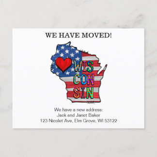 We Have Moved Wisconsin States Moving Announcement Postcard