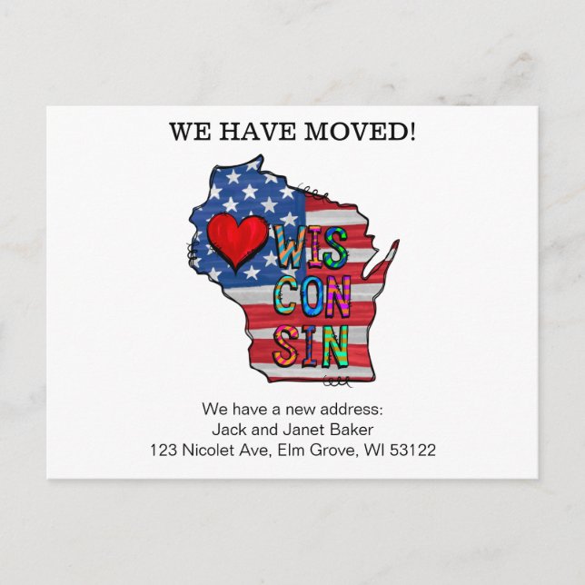 We Have Moved Wisconsin States Moving Announcement Postcard (Front)