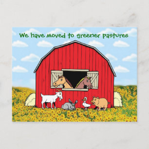 We have moved with farm animals New address Announcement Postcard