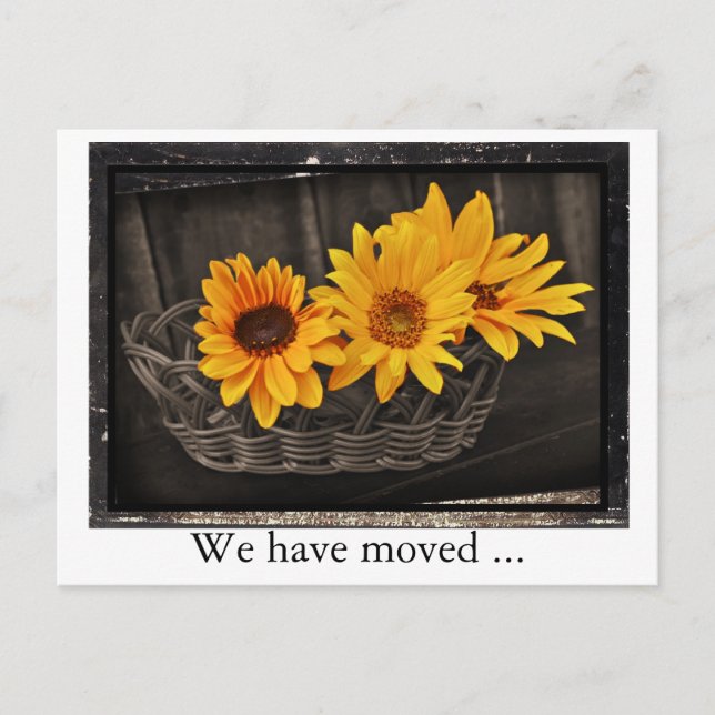 We have moved with sunflowers New address Announcement Postcard (Front)