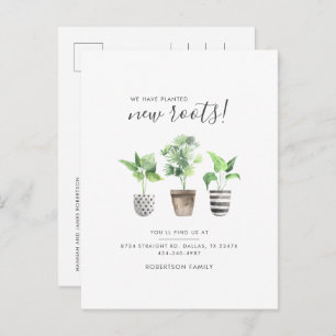We Have Planted New Roots Botanical Moving Announcement Postcard