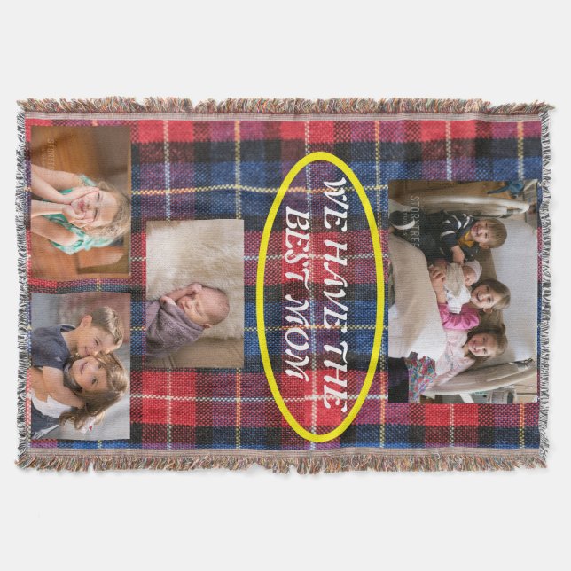 We Have The Best Mum Coloured Plain 4 Photos Throw Blanket (Front)