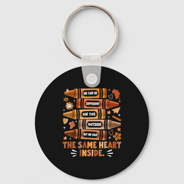 We Have The Same Heart Black History Month African Key Ring (Front)