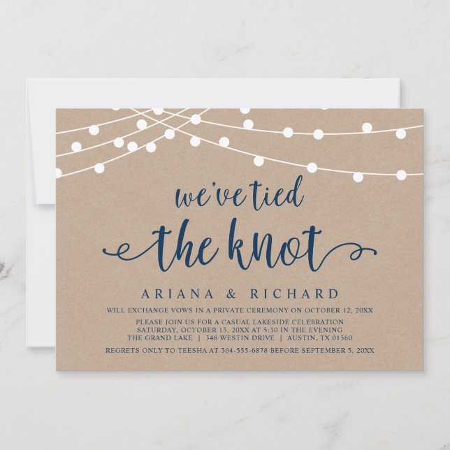 We have tied the knot, Wedding Elopement Party Inv Invitation (Front)