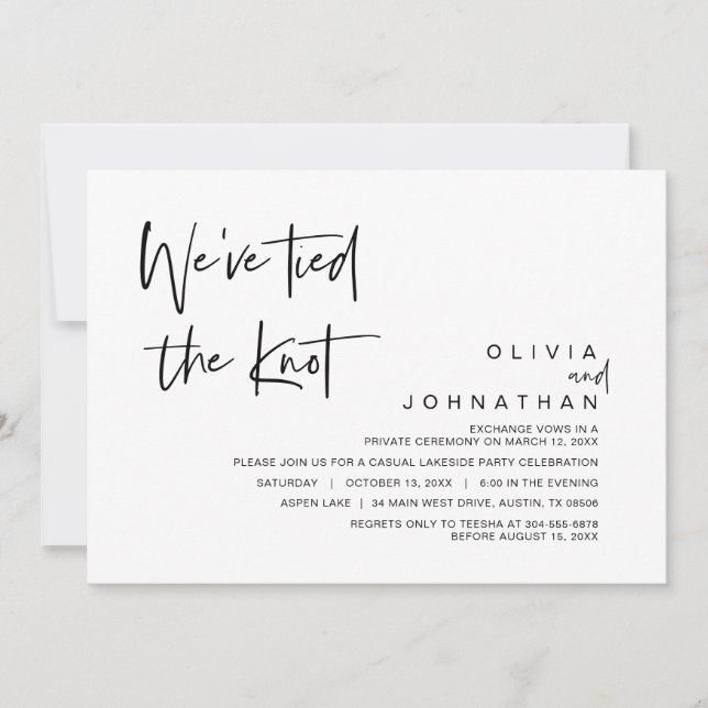 We have tied the knot, Wedding Elopement Party Invitation (Front)