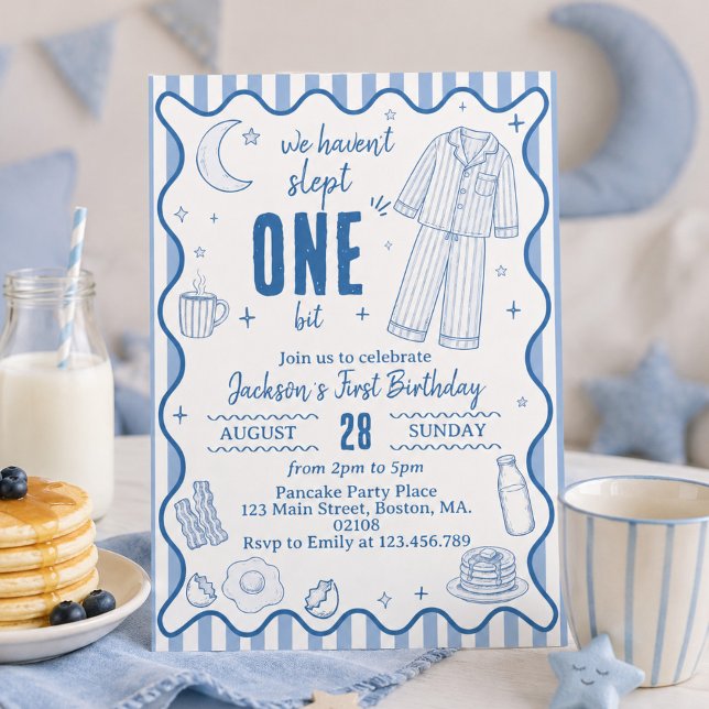 We Haven't Slept One Bit Pyjamas Birthday Invitation (Creator Uploaded)