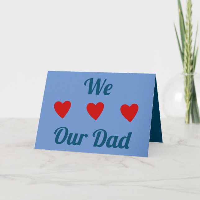We Heart Love DAD | RED BLUE | Happy Father's DAY Card (Front)