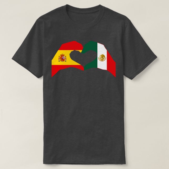 We Heart Spain Mexico Multinational Patriot Flag S T-Shirt (Design Front)