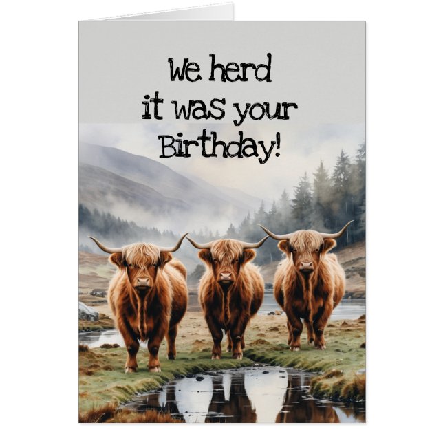 We Herd it Was Your Birthday Fun Cow Humour (Front)