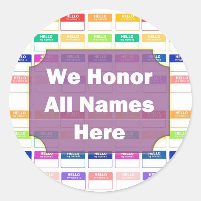 We Honour All Names Diversity Sticker (Front)