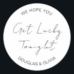 We Hope You Get Lucky Tonight Wedding Lottery  Classic Round Sticker<br><div class="desc">We Hope You Get Lucky Tonight Wedding Lottery Classic Round Sticker</div>