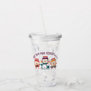 We Jam for Jesus cute bible verse cartoon Acrylic Tumbler