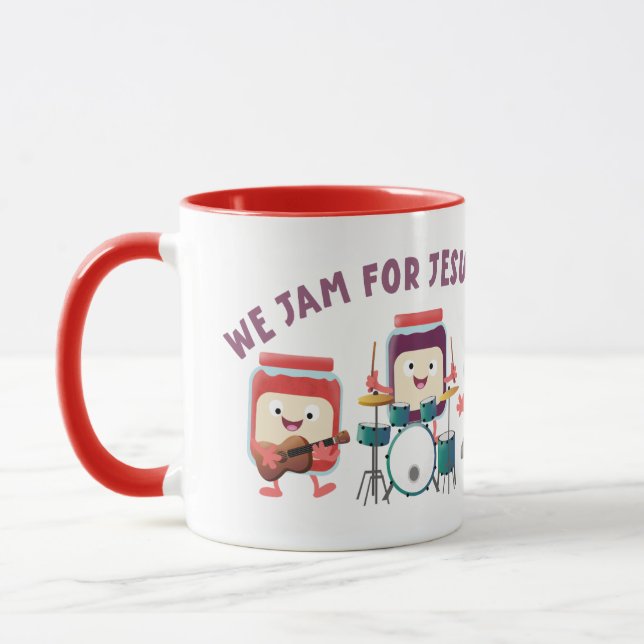 We Jam for Jesus cute bible verse cartoon Mug (Left)