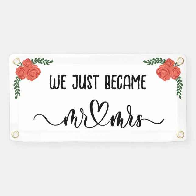 We Just Became Mr. & Mrs. Car\Truck Wedding Banner (Horizontal)