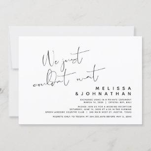 We just couldn't wait, Modern Wedding Elopement Invitation