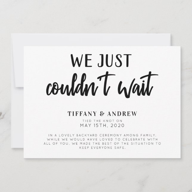 We Just Couldn't Wait Wedding Announcement (Front)