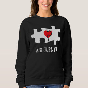 We Just Fit Puzzle Heart Matching Couple Valentine Sweatshirt