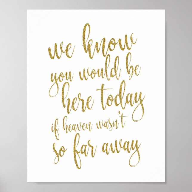 We know you would be here today 8x10 Wedding Sign (Front)