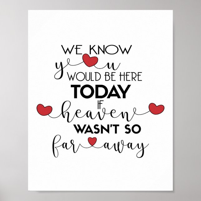 We Know You Would Be Here Today-red Wedding Sign (Front)