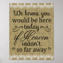 We know You Would Be Here Wedding Memorial Poster