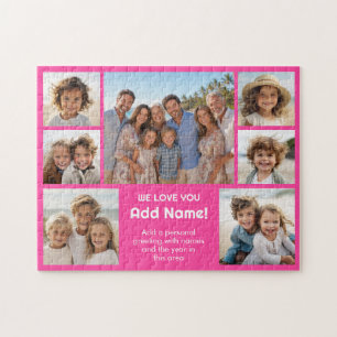 We Love Add Name - Photo Collage with 7 Photos Jigsaw Puzzle