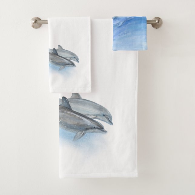 We LOVE Bottlenose Dolphins! Bath Towel Set (Insitu)