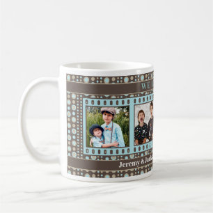 We Love Dad Blue and Brown Dots 4 Photo Coffee Mug