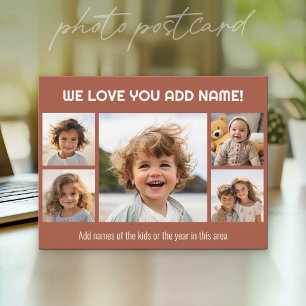 We Love Dad or Grandpa - 5 Photo Collage Postcard
