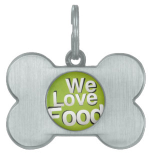 We Love Food: Hate Waste   Green & White Aesthetic Pet Name Tag