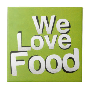 We Love Food: Hate Waste Green & White Aesthetic Tile