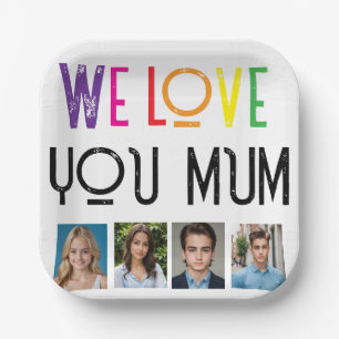 WE LOVE GIFT, EDIT ADD PHOTO TILE RAINBOW WE LOVE. PAPER PLATE
